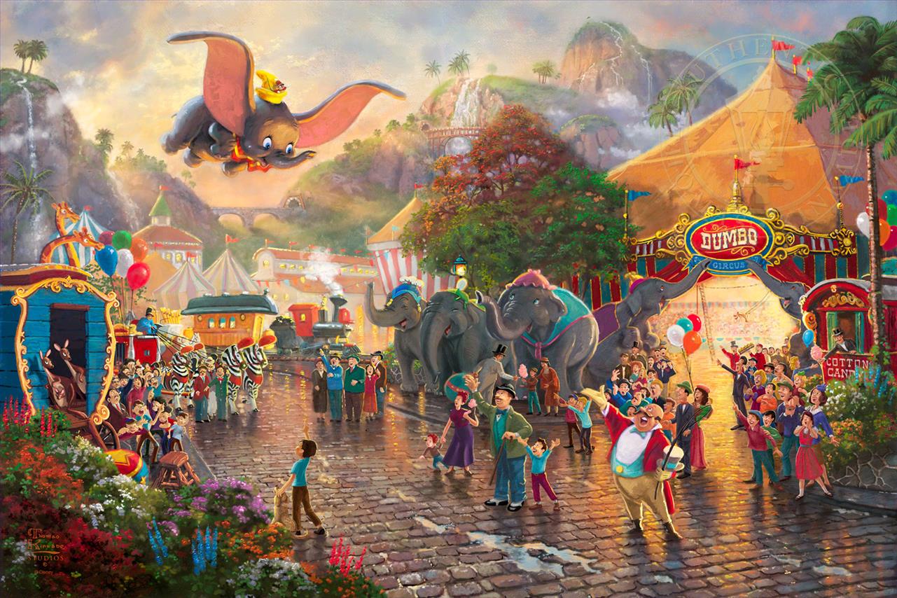 Disney Dumbo Thomas Kinkade Peintures à l'huile
